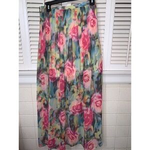 Rose Watercolor Super Maxi Skirt women’s conference floral spring feminine cute